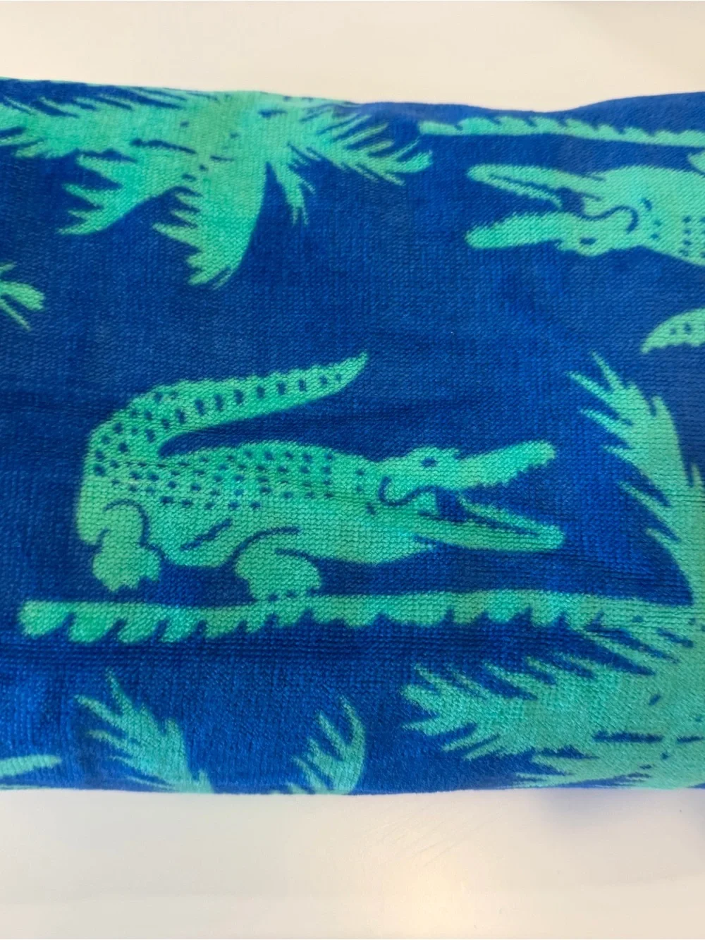 Lacoste Blue & Teal Croc Trim Terry Towel 36x72”